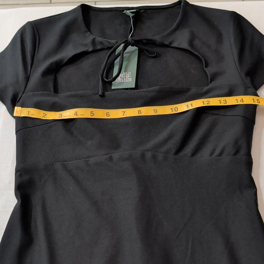 Wild Fable Black Cut Out Mini Dress Small Tie Front Bodycon Going Out Dress NWT - Picture 6 of 8